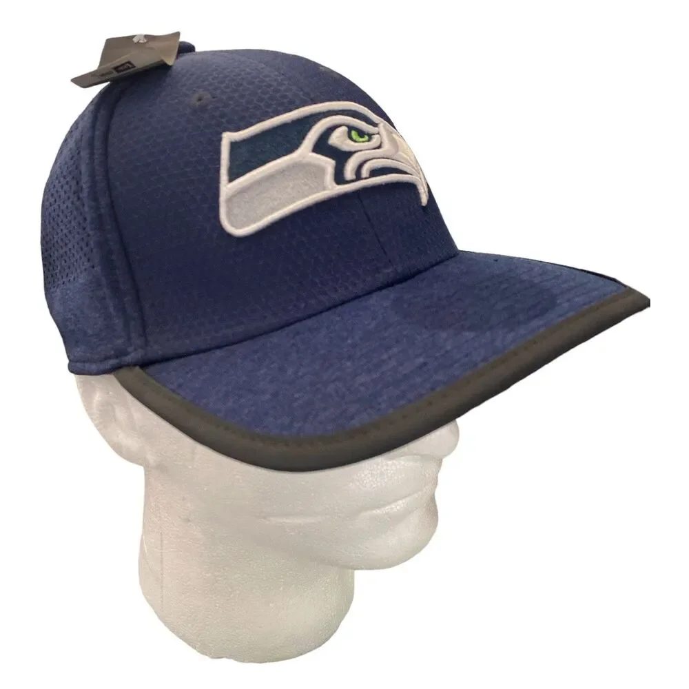Seattle Seahawks New Era 39Thirty Training Hat Mens S/M Blue Cap NEW
